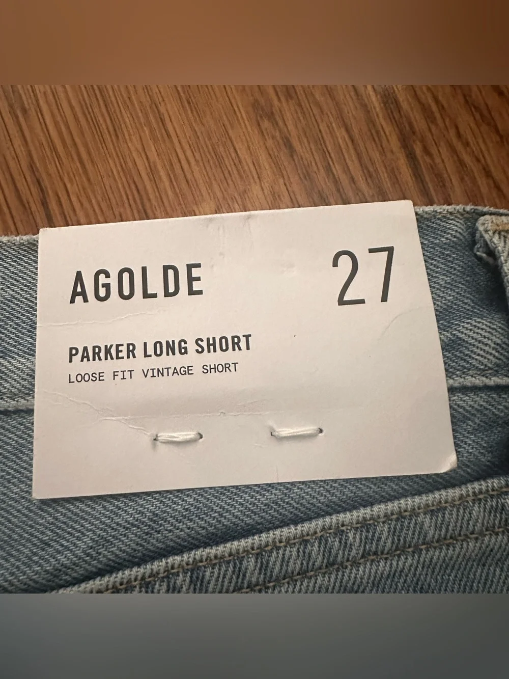 AGOLDE Light Denim Frayed Hem High-Rise Jean Shorts 27 Parker Long loose fit